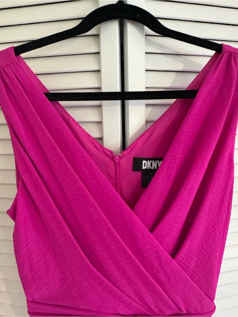 DKNY Fuchsia One-Shoulder Draped Wrap Dress